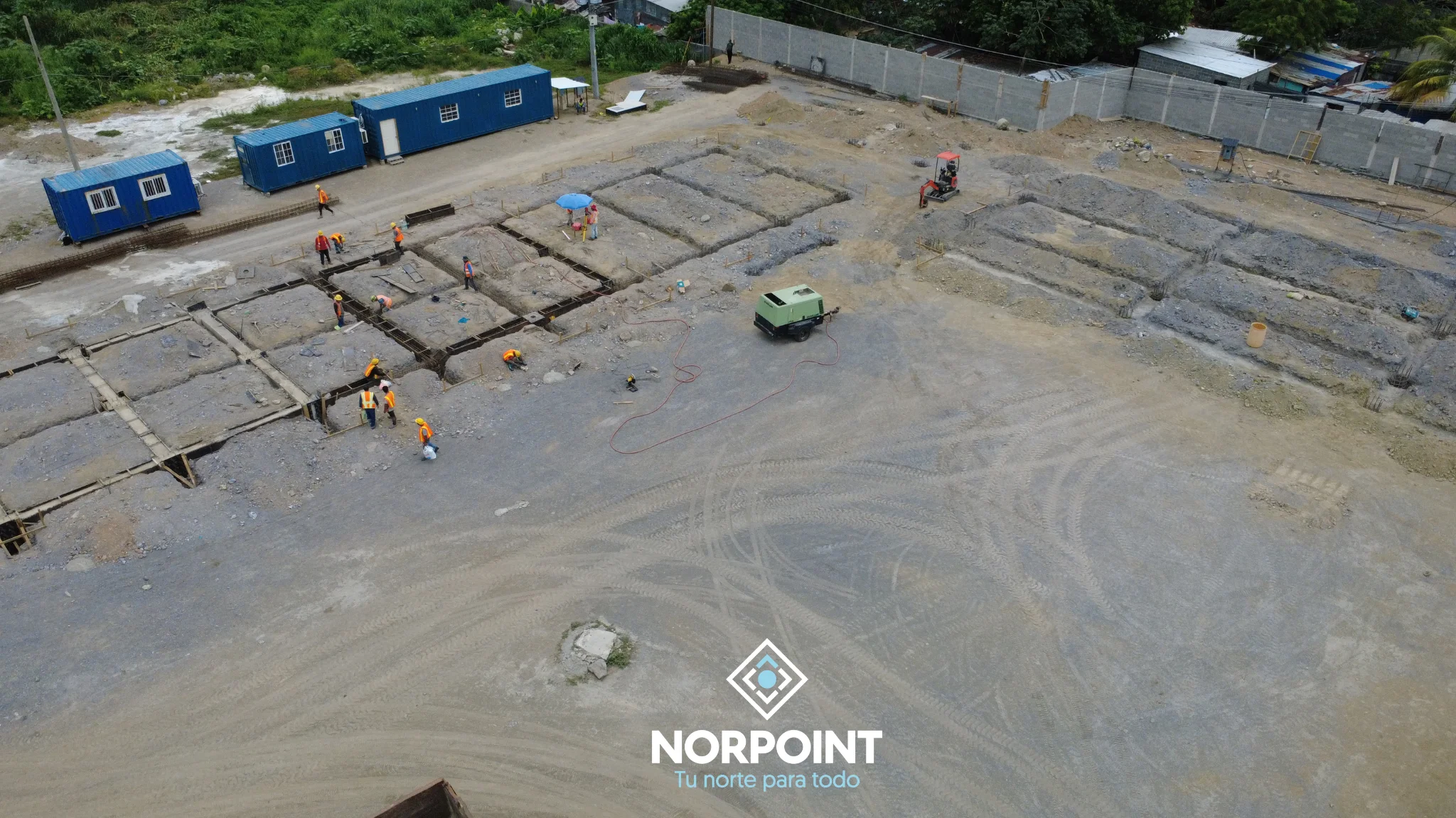 Vista aérea del terreno y avances de obra del proyecto Norpoint en la zona norte de San Pedro Sula.